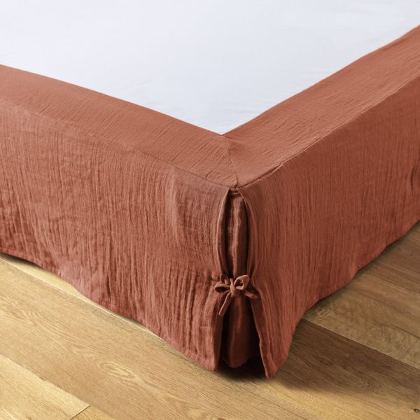 Cache sommier 160x200 cm Gaze de coton Terracotta