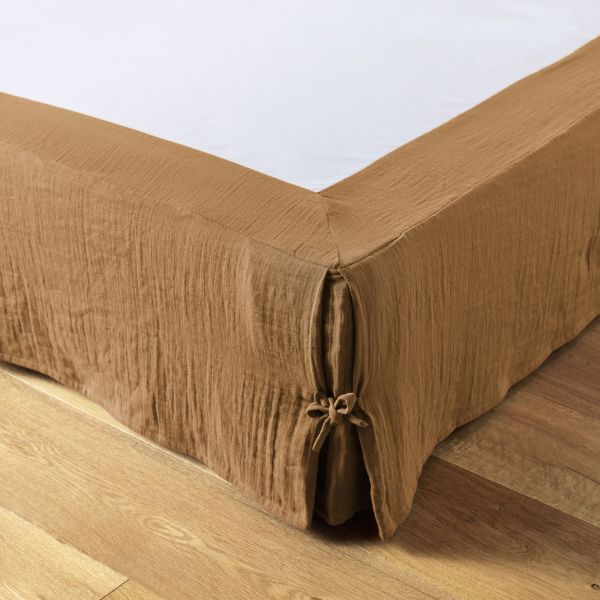 Cache sommier 180x200 cm Gaze de coton Camel