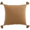 Coussin carré 40x40 cm Gaze de coton avec pompons Camel