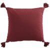Coussin carré 40x40 cm Gaze de coton avec pompons Lie de vin