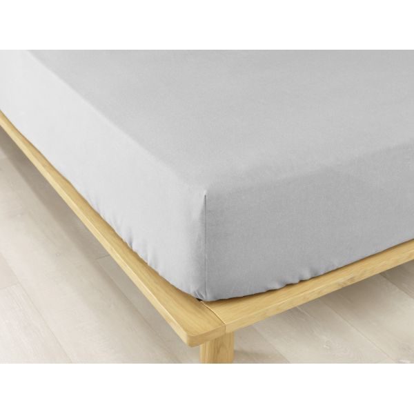 Drap housse 180x200 +30 cm Flanelle de Coton Brume