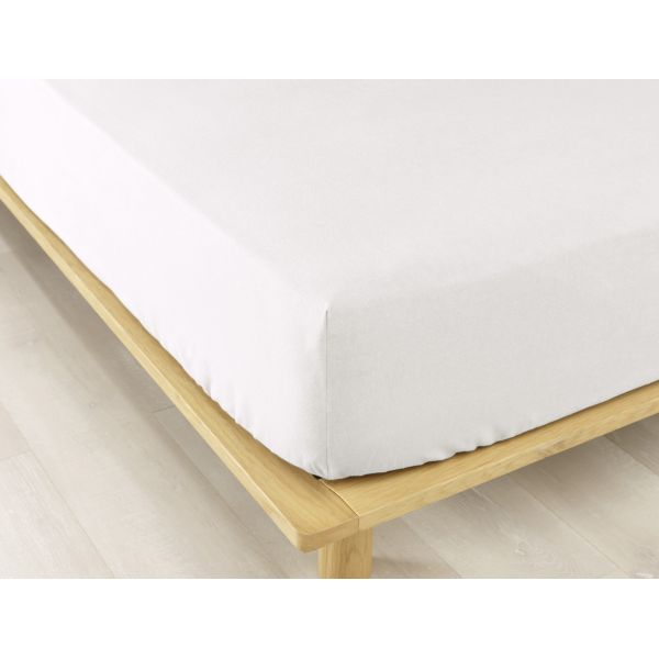 Drap housse 160x200 +30 cm Flanelle de Coton Neige