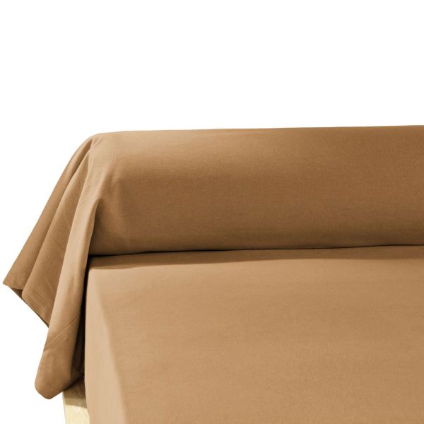 Taie de Traversin 85x185 cm Flanelle de Coton Camel