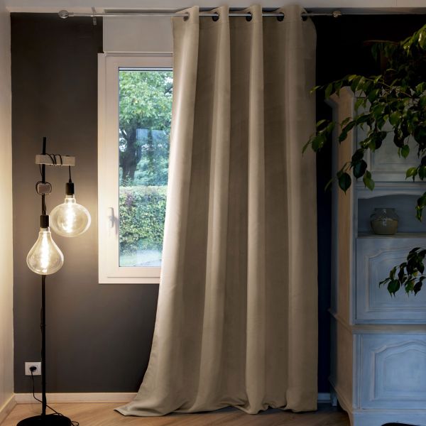 Rideau Occultant 180x260 cm Doublure polaire Polyester Beige