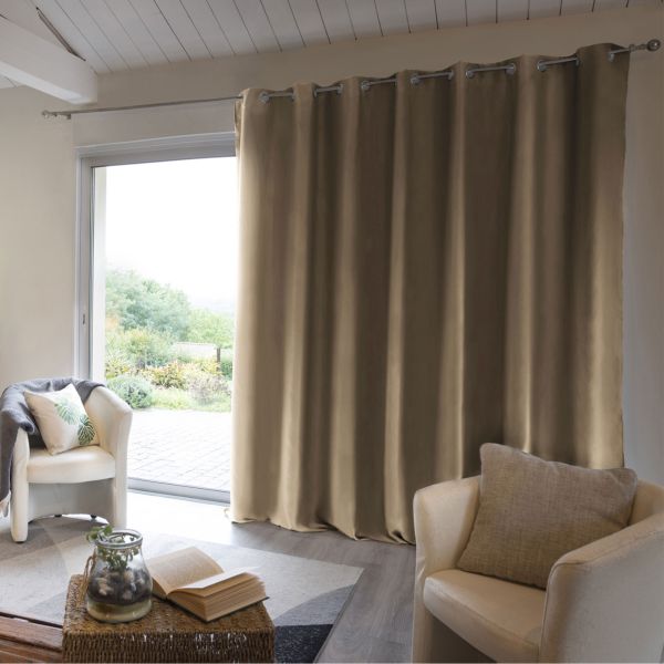 Rideau Occultant 280x260 cm Doublure polaire Polyester Beige
