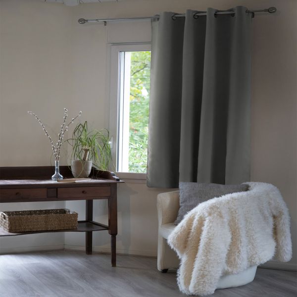 Rideau Occultant 140x180 cm Doublure polaire Polyester Anthracite