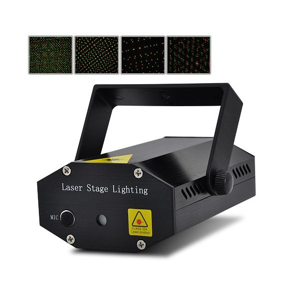 Mini projecteur laser avec détecteur son et strob