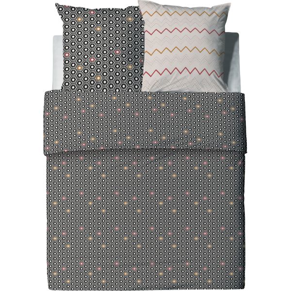 Parure de lit housse de couette avec taies d'oreiller 100% Coton 57 fils Himba Black