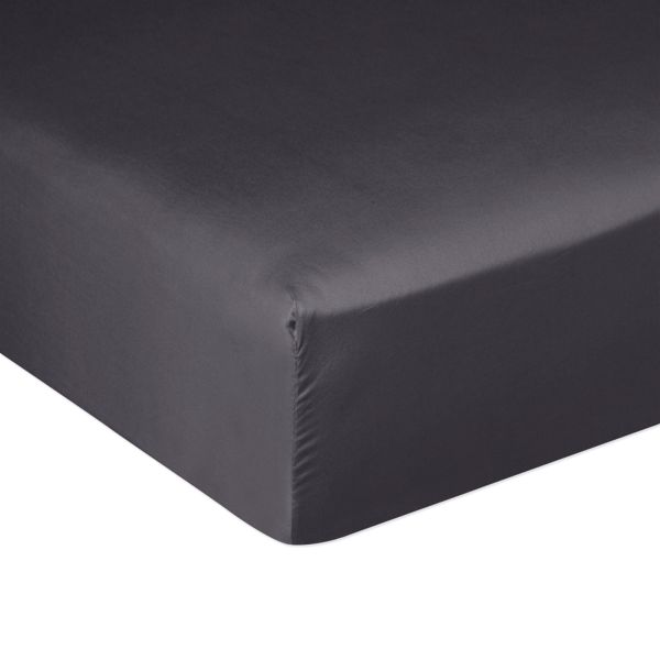 Drap housse 140x190 + 30 cm Satin de Coton Gris