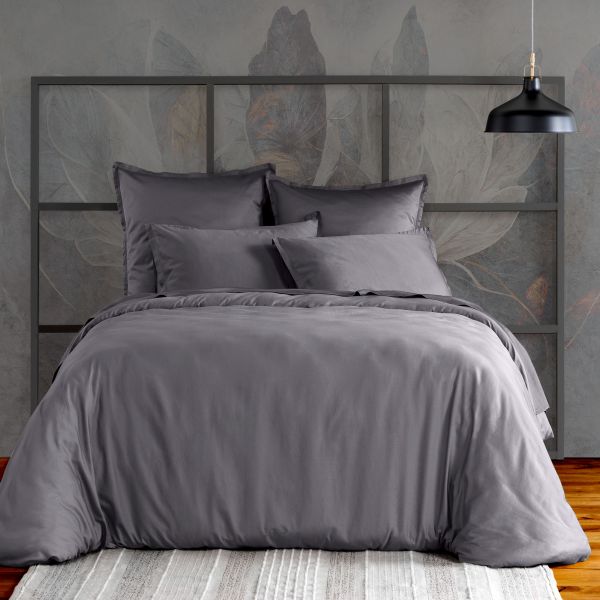 Housse de couette 220x240 cm Satin de Coton Gris