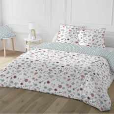 STOF Housse De Couette 260x240 Cm + 2 Taies 63x63 Cm Woodlove - 100% Coton Oeko-Tex - Romantique Cœurs