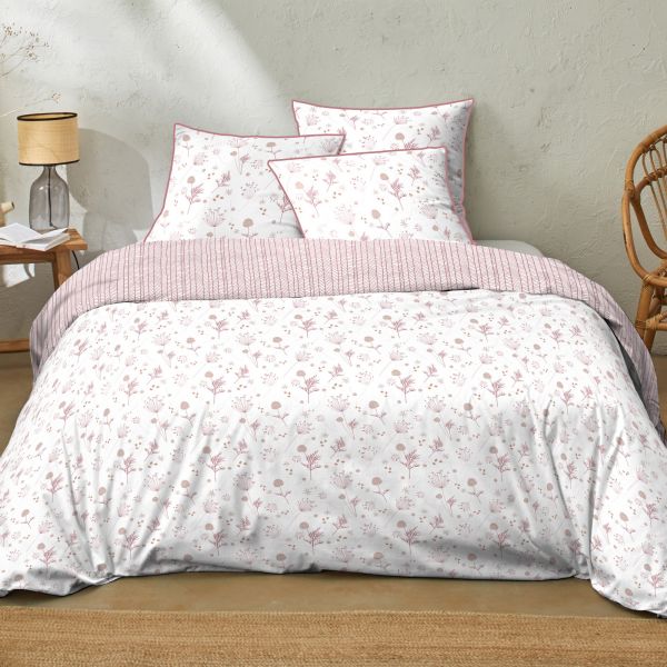 Housse de couette 220x240 cm + 2 taies 100% Coton 51 fils Spring Rose