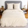 Housse de couette 220x240 cm + 2 taies 100% Microfibre Lavé Sable