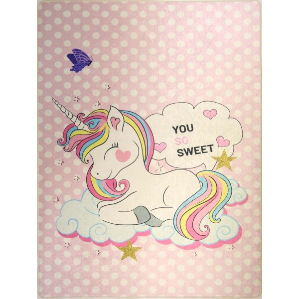 Tapis chambre enfant 80x150 cm Polyester Licorne Sweet