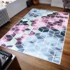 Tapis de salon 200x290 cm Polyester Luxe Rose