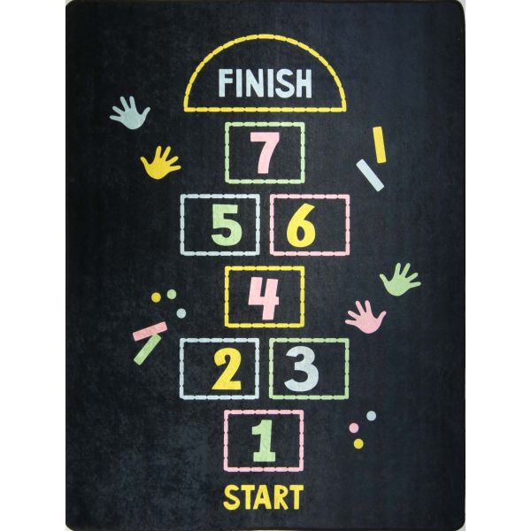 Tapis chambre enfant 80x150 cm Polyester Marelle Noir