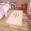 Tapis chambre enfant 80x150 cm Polyester Mongolfiere Rose