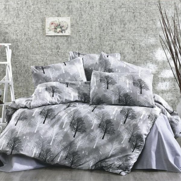 Parure de lit 220x240 cm Polycoton Tree Gris
