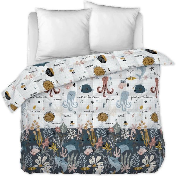 Couette imprimée 220x240 cm avec taies Coton Octopia