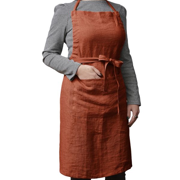 Tablier 70x85 cm Lin Français Paprika