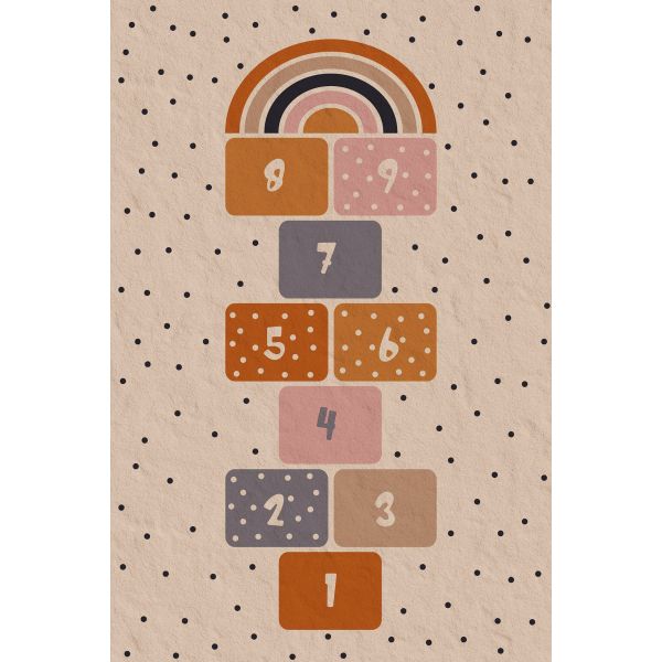 Tapis chambre enfant 80x150 cm Polyester Marelle Blanc