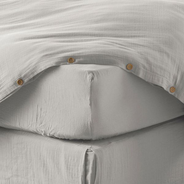 Drap housse 200x200 cm Gaze de Coton Nuage