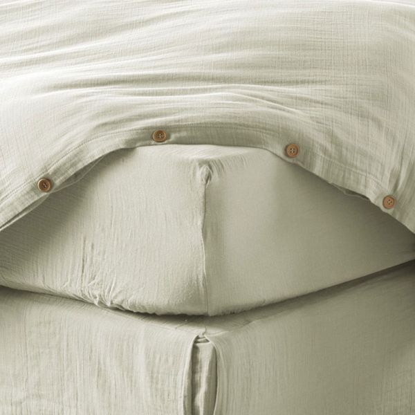 Drap housse 200x200 cm Gaze de Coton Vert d'eau