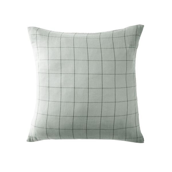 Taie d’oreiller 60x60 cm Gaze de Coton à grands carreaux Eucalyptus