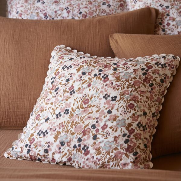 Coussin avec croquet 40x40 cm Gaze de Coton Nora Naturel