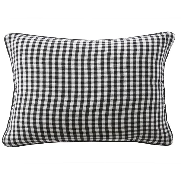 Coussin avec passepoil 40x60 cm Gaze de Coton Quadri truffe