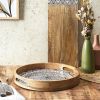 Plateau rond en manguier Mira Noir 35 cm