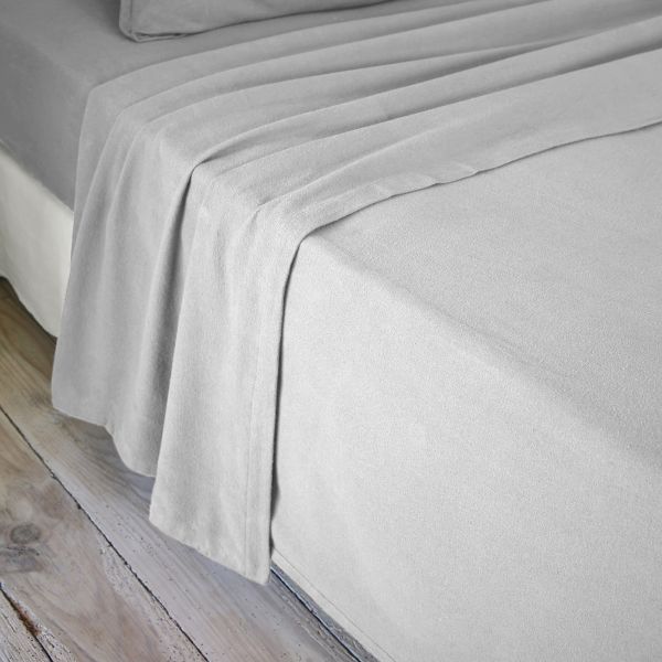 Drap plat 240x300 cm Flanelle de Coton Brume