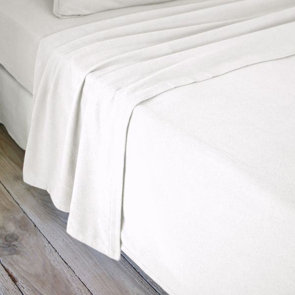 Drap plat 240x300 cm Flanelle de Coton Neige