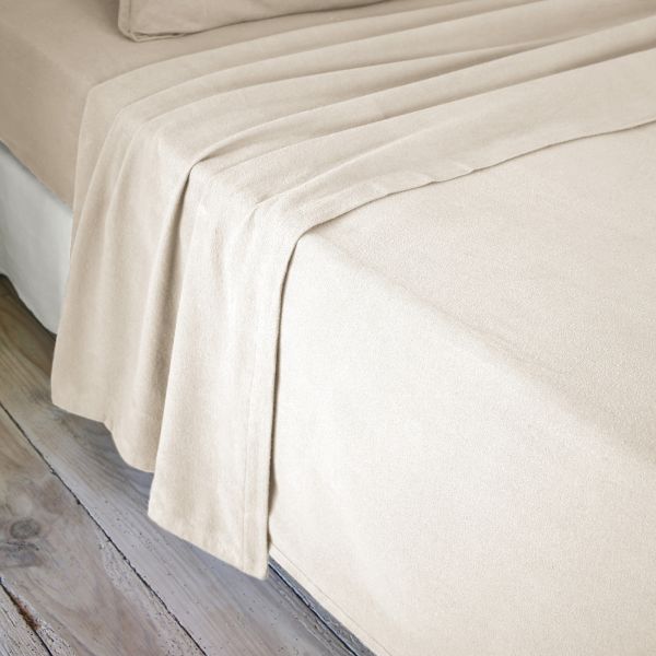 Drap plat 240x300 cm Flanelle de Coton Sable