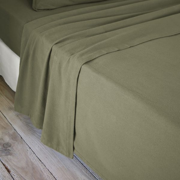 Drap plat 240x300 cm Flanelle de Coton Romarin