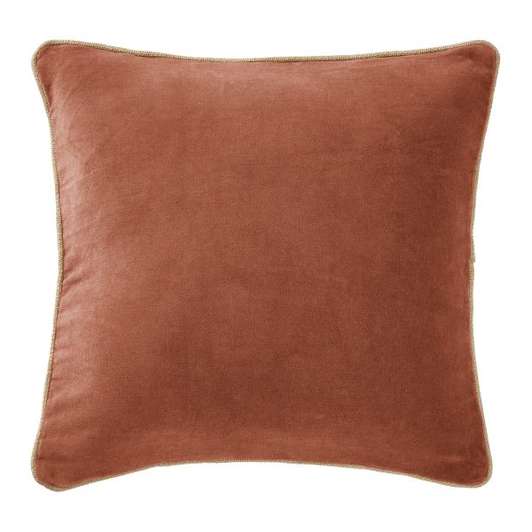Coussin 45x45 cm Velours de coton Terracotta
