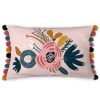 Coussin 30x50 cm Coton Champetre avec pompons