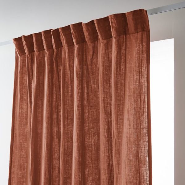 Rideau galon fronceur 140x240 cm Gaze de Coton Terracotta