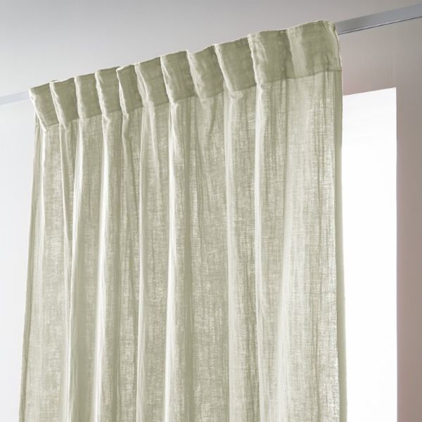 Rideau galon fronceur 140x240 cm Gaze de Coton Vert D'eau