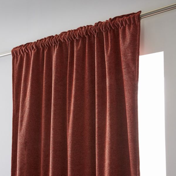 Rideau galon fronceur + polaire 140x260 cm Polyester Terracotta