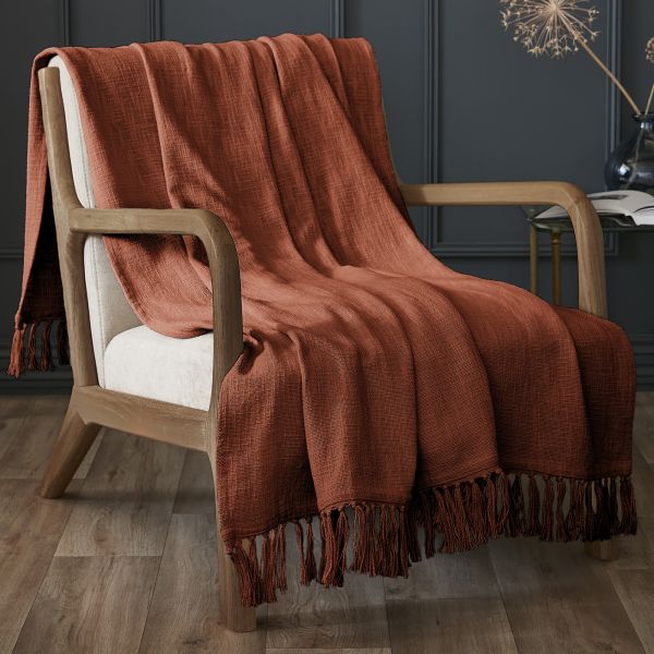 Plaid 180x220 cm Coton Terracotta