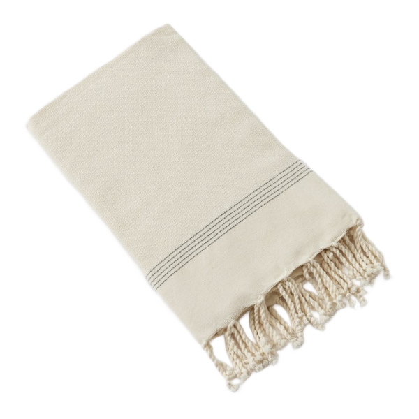 Fouta avec franges 100x200 cm Coton Suly Ecume