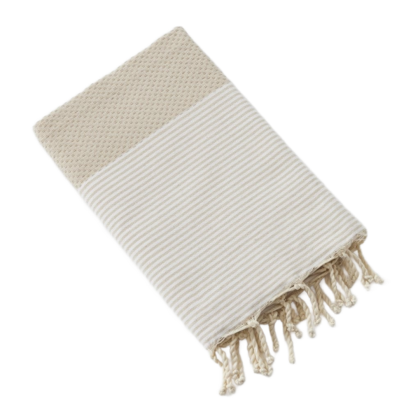 Fouta avec franges 100x200 cm Coton Rina Ficelle