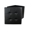 Pouf pliable coffre de rangement capitonné noir