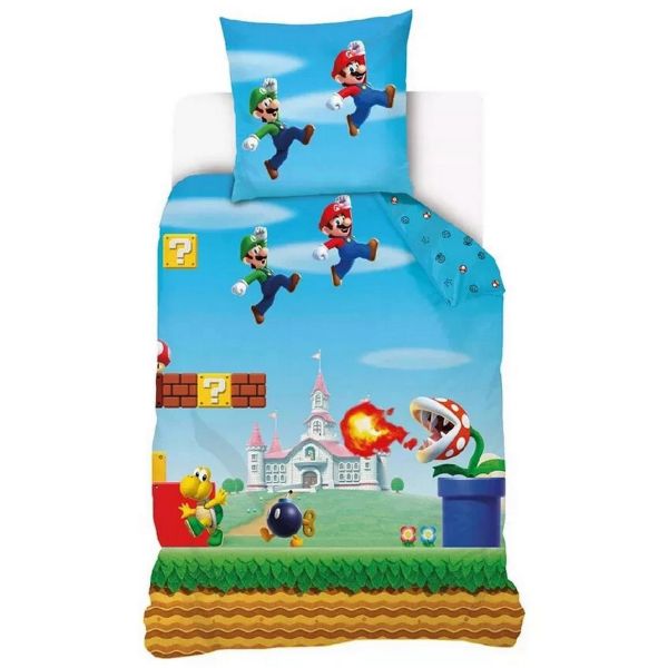 Parure de lit enfant 140x200 cm coton Super Mario Bros