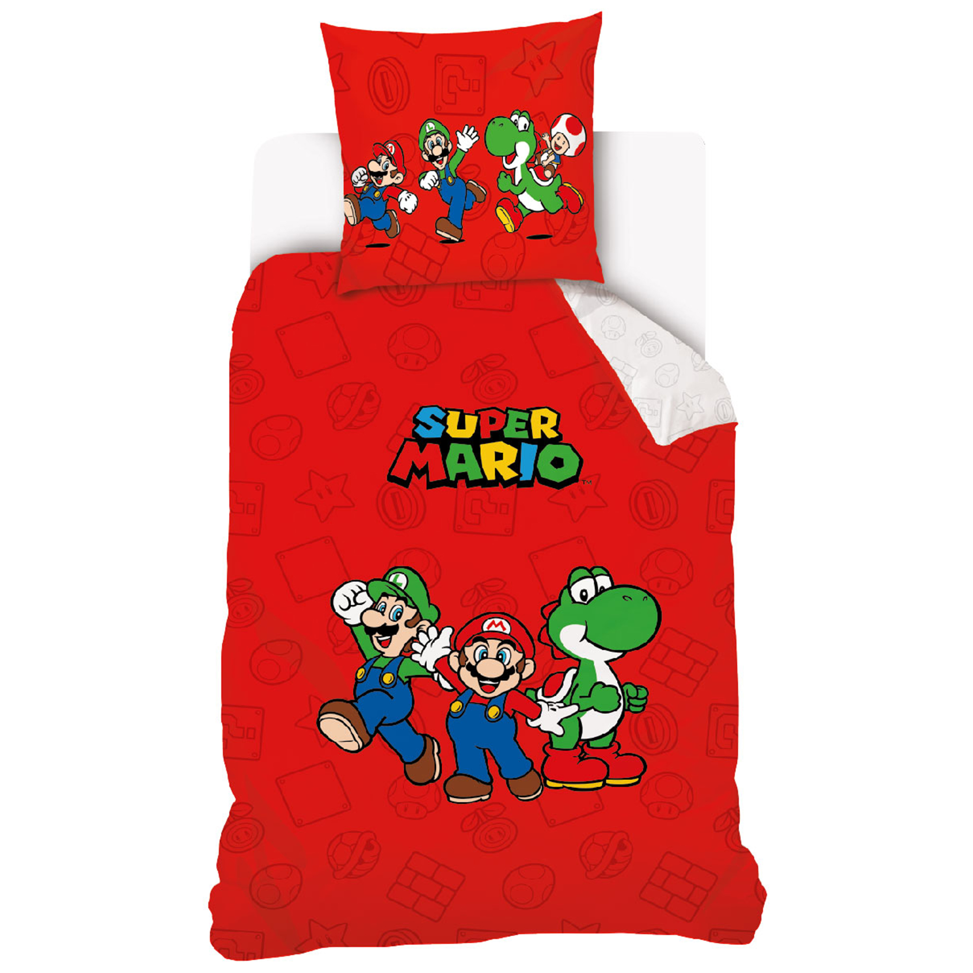 Parure De Lit Enfant Mario Kart 140x200 Cm - 100% Coton OEKO-TEX - Housse De Couette + Taie D'Oreiller Réversible