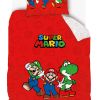 Parure de lit enfant 140x200 cm coton Super Marion Bros Rouge