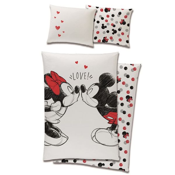 Parure de lit enfant 140x200 cm Mickey Mouse et Minnie 100% coton