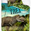 Parure de lit enfant 140x200 cm T Rex 100% coton