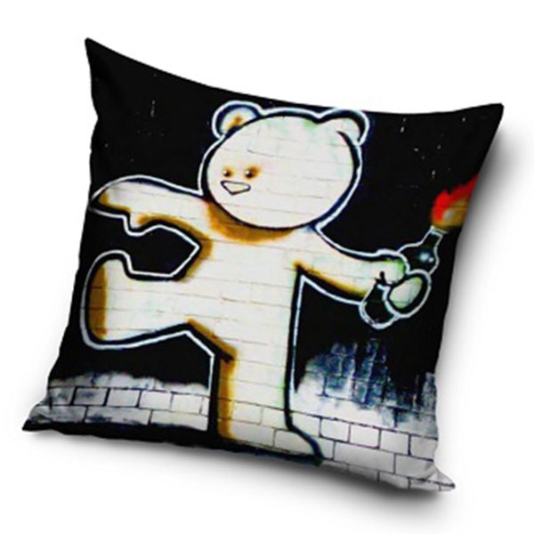 Housse de coussin 40x40 cm polyester Banksy Ours